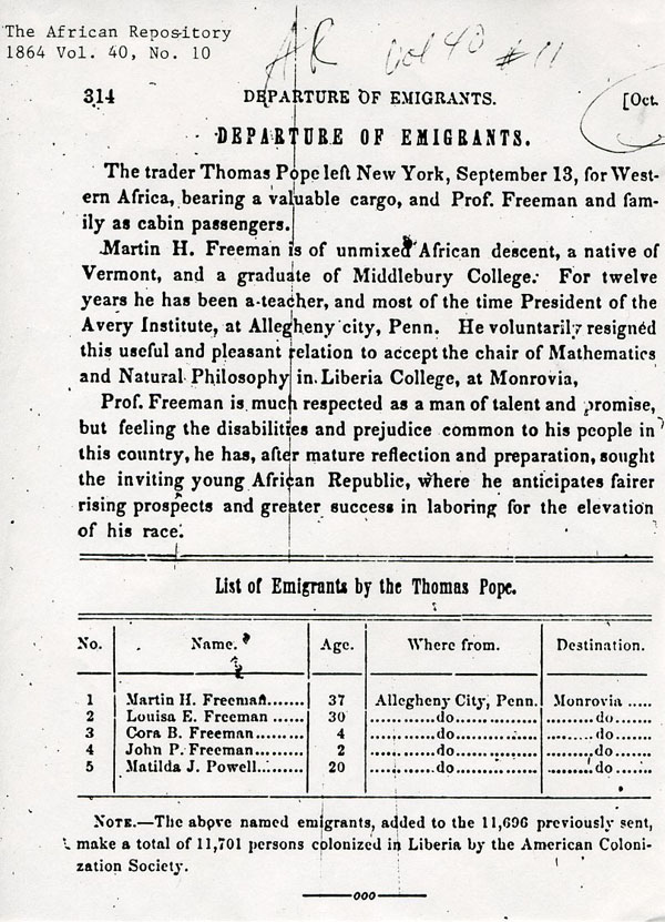 Depature of Immigrants Doument
